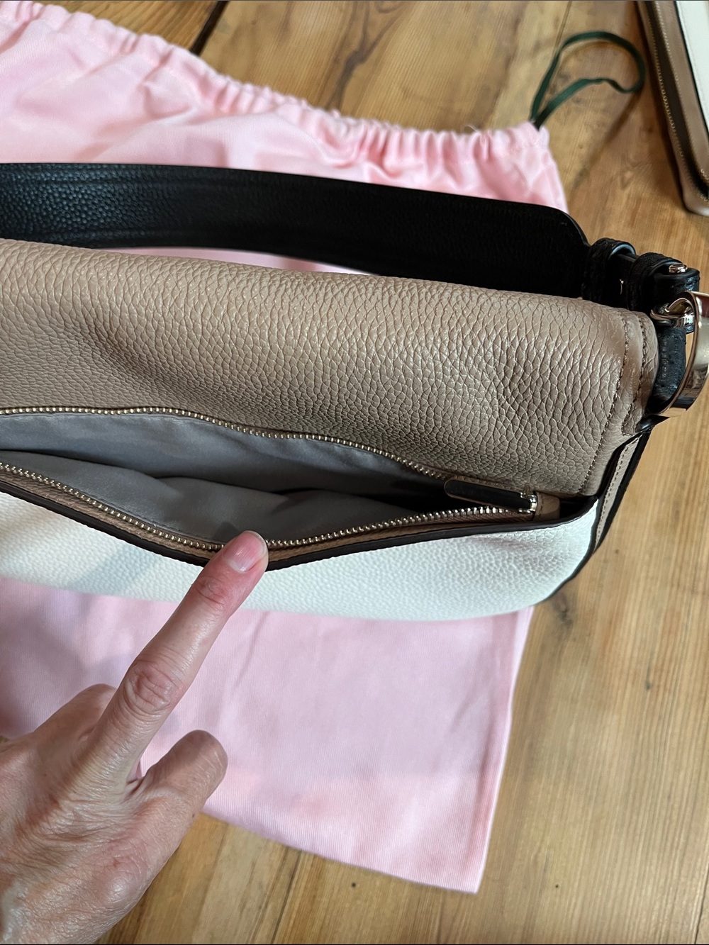 Set/2 KATE SPADE Pocketbook Purse & Matching Wallet Pebbled Leather Tri-Color - Picture 11 of 16